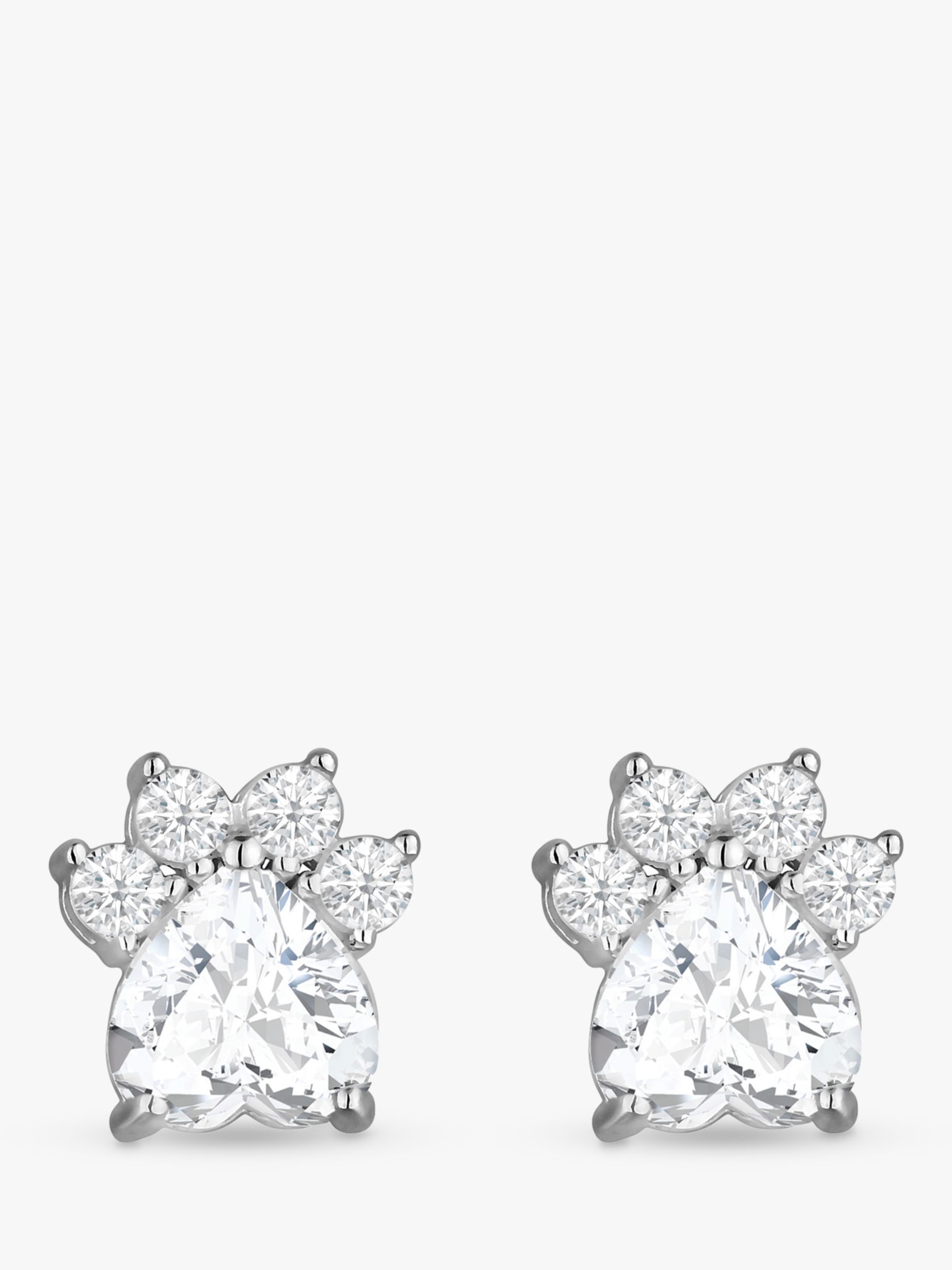 Buy Simply Silver Paw Cubic Zirconia Stud Earrings, Silver Online at johnlewis.com
