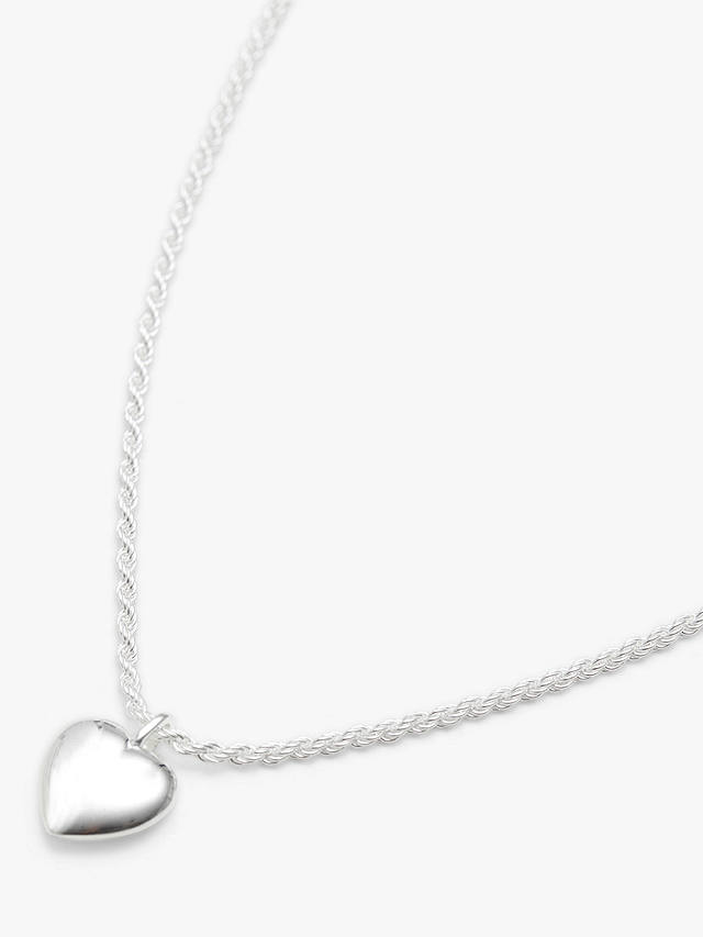 Simply Silver Polished Heart Necklace, Silver at John Lewis & Partners