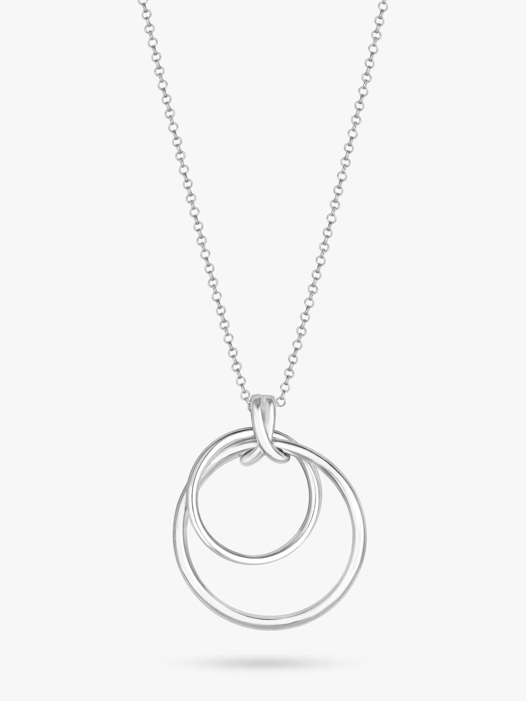 Simply Silver Round Double Pendant Necklace, Silver