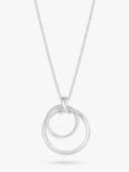 Simply Silver Round Double Pendant Necklace, Silver