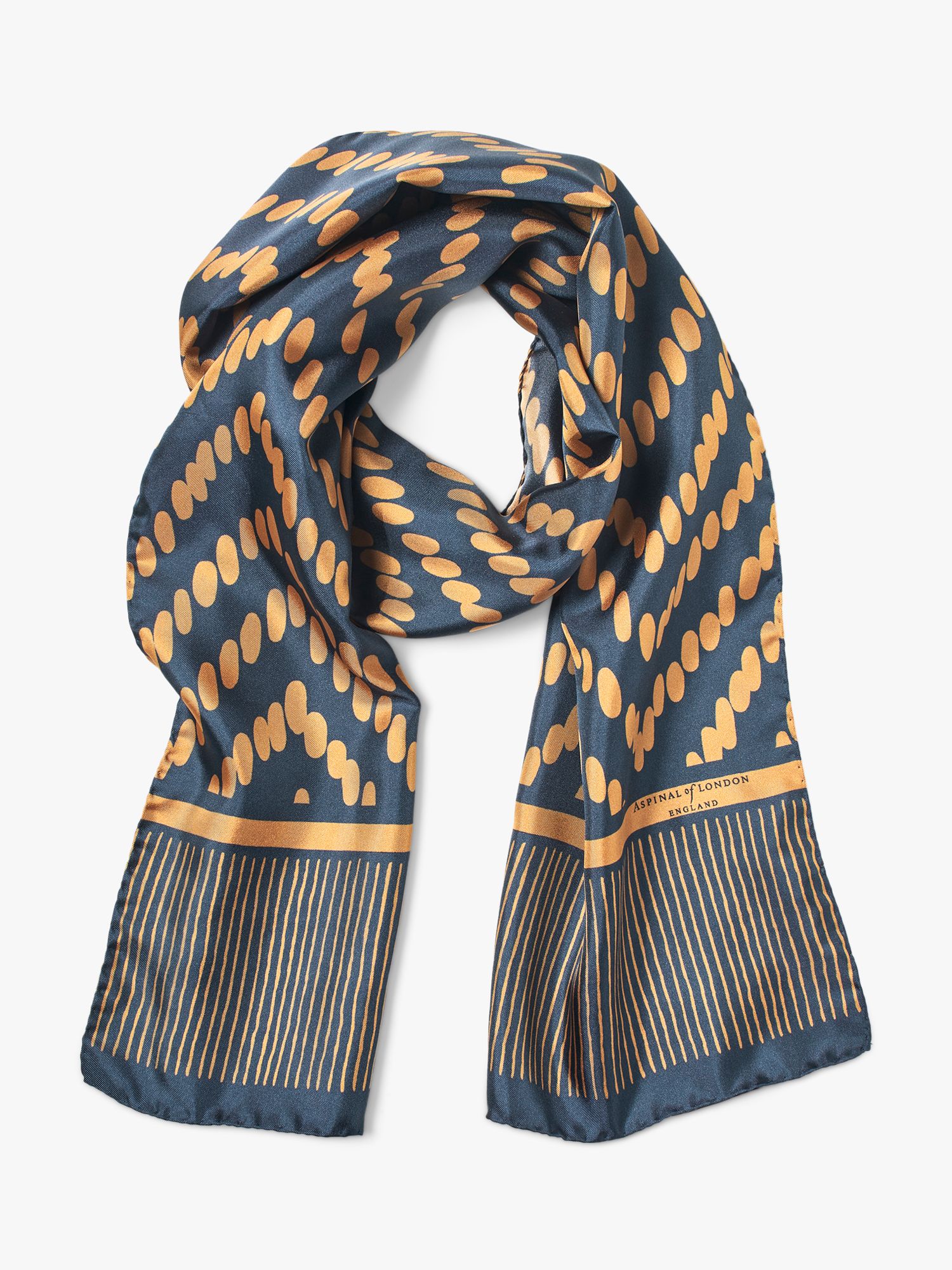 Aspinal of London Signature Shield Silk Square Scarf, Navy/Gold at John  Lewis & Partners