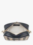 Aspinal of London Houndstooth Weave Leather Camera Bag, Navy/Ivory