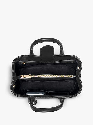 Aspinal of London London Midi Diagonal Plain Weave Leather Tote Bag, Black