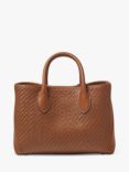 Aspinal of London London Midi Diagonal Plain Weave Leather Tote Bag, Tan