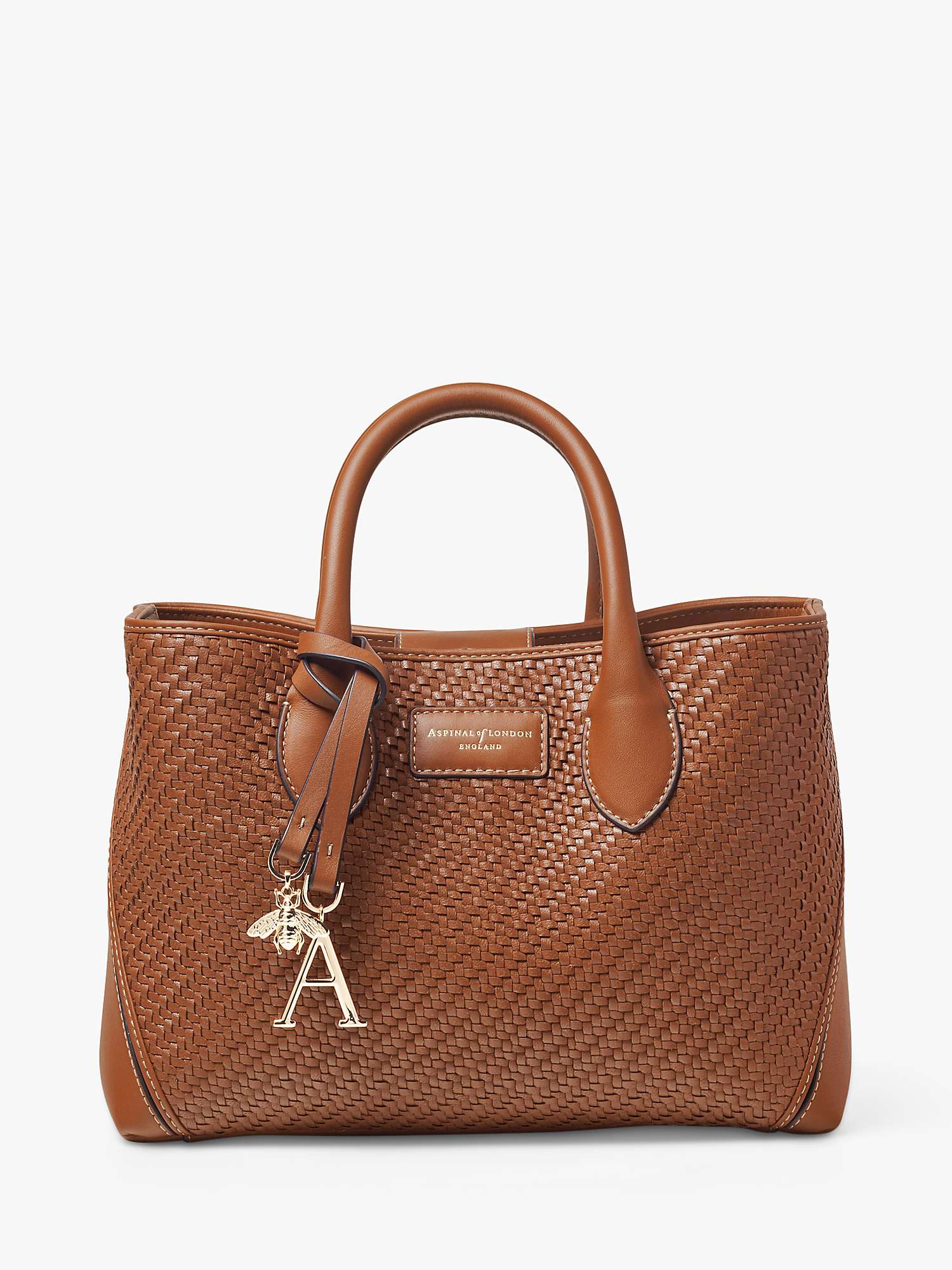 Buy Aspinal of London London Midi Diagonal Plain Weave Leather Tote Bag Online at johnlewis.com