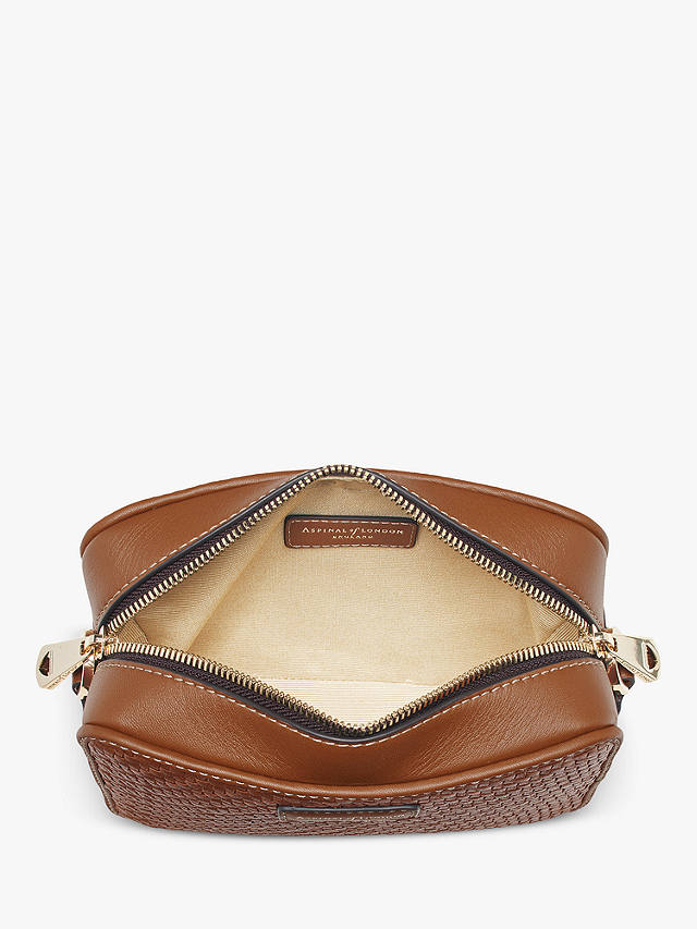 Aspinal of London Plain Weave Leather Camera Bag, Tan
