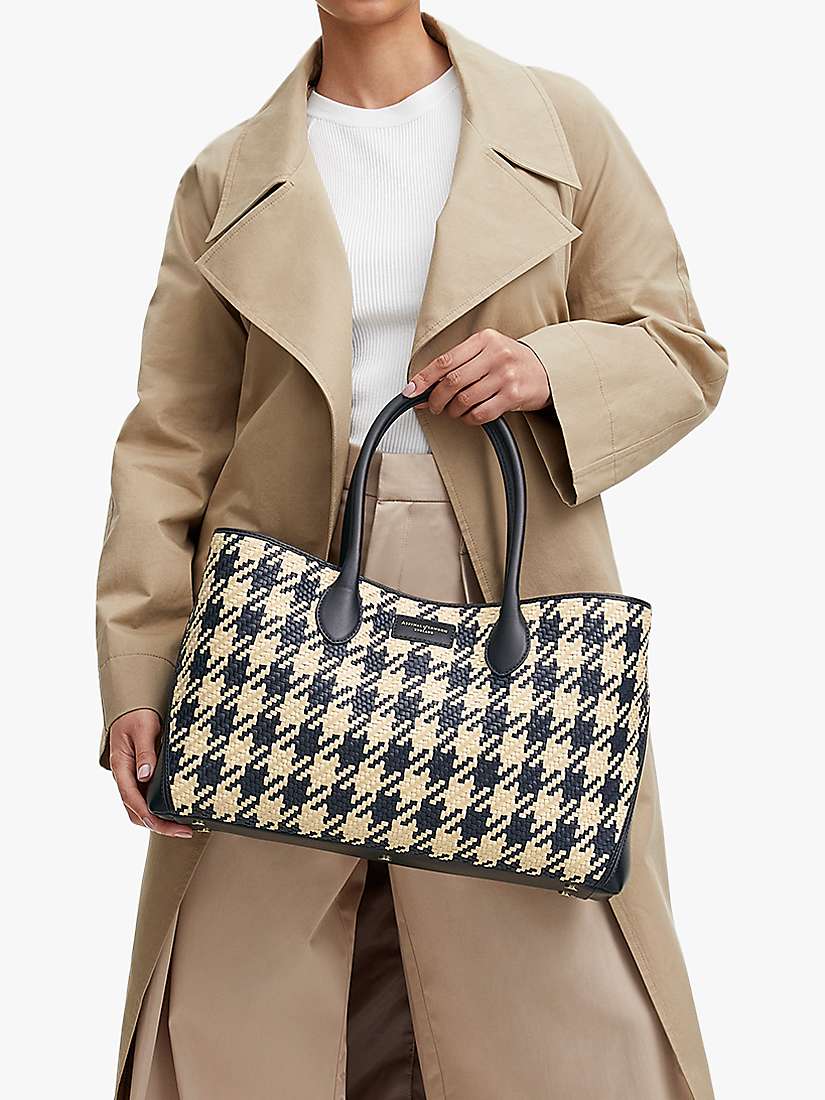 Buy Aspinal of London Dogtooth Weave Leather Tote Bag, Navy/Ivory Online at johnlewis.com