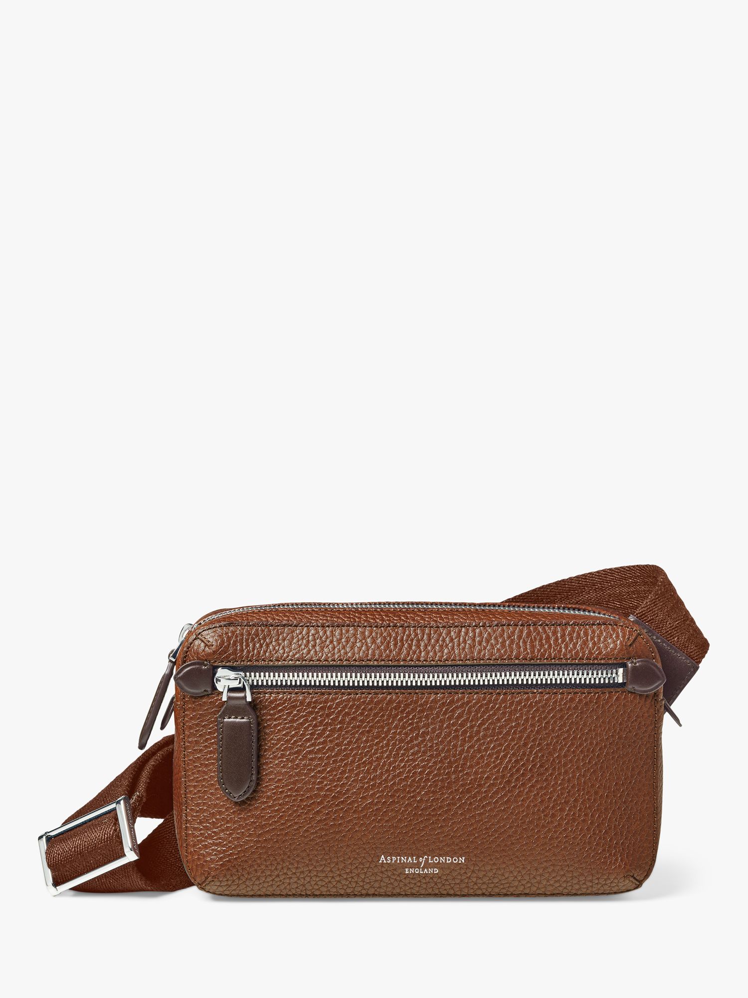 Aspinal of London Compact Pebble Leather Reporter Bag, Tobacco at John ...