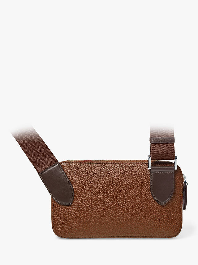 Aspinal of London Compact Pebble Leather Reporter Bag, Tobacco