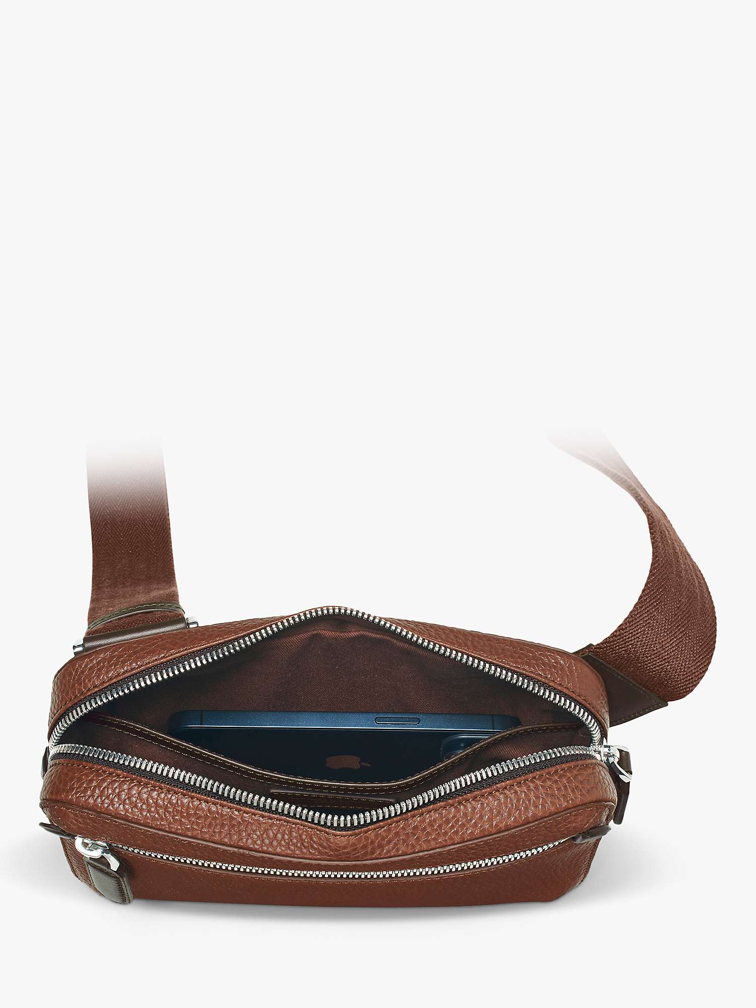 Buy Aspinal of London Compact Pebble Leather Reporter Bag, Tobacco Online at johnlewis.com