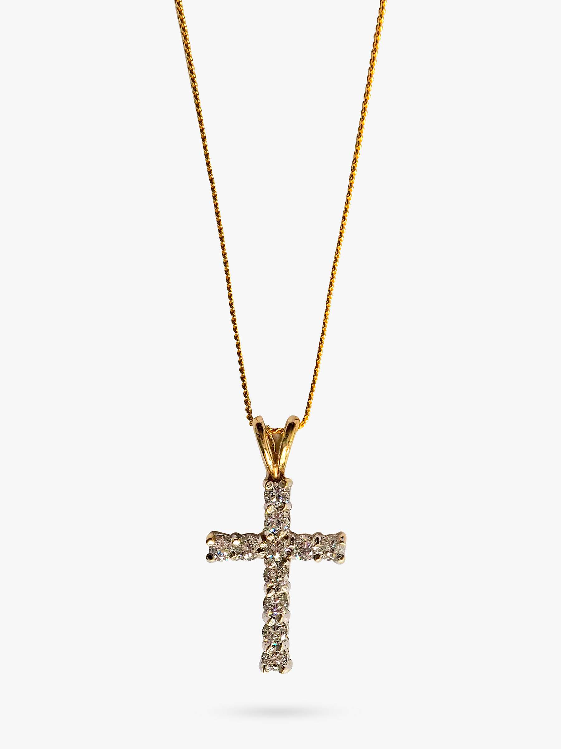 Buy L & T Heirlooms Second Hand 9ct Gold Cubic Zirconia Cross Pendant Necklace Online at johnlewis.com
