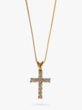L & T Heirlooms Second Hand 9ct Gold Cubic Zirconia Cross Pendant Necklace