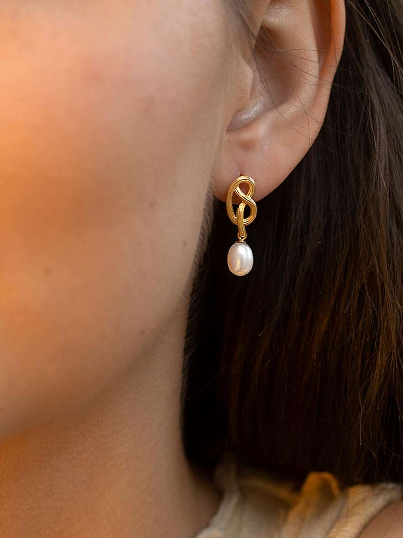 Buy Claudia Bradby Love Knot Freshwater Pearl Drop Earrings, Gold Online at johnlewis.com