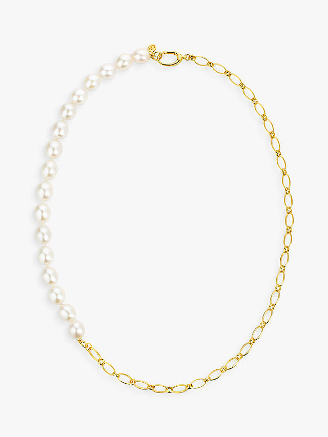 Claudia Bradby Modern Freshwater Pearl Beaded Chain Necklace, Gold