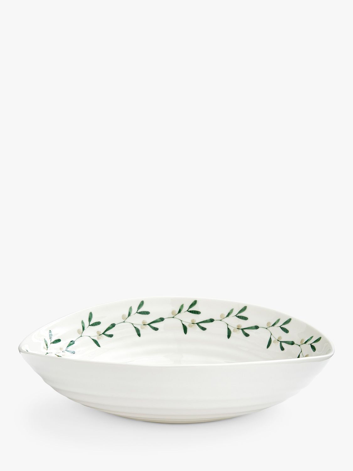 Sophie Conran for Portmeirion Mistletoe Porcelain Pasta Bowl, Set of 4,  23.5cm, White/Green