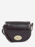 Barbour Eilein Leather Saddle Cross Body Bag, Black Cherry