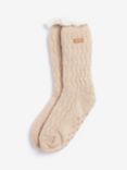 Barbour Cable Knit Faux Fur Trim Lounge Socks, Oatmeal