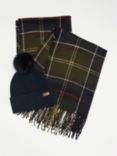 Barbour Dover & Hailes Beanie Hat & Scarf Gift Set, Black/Multi