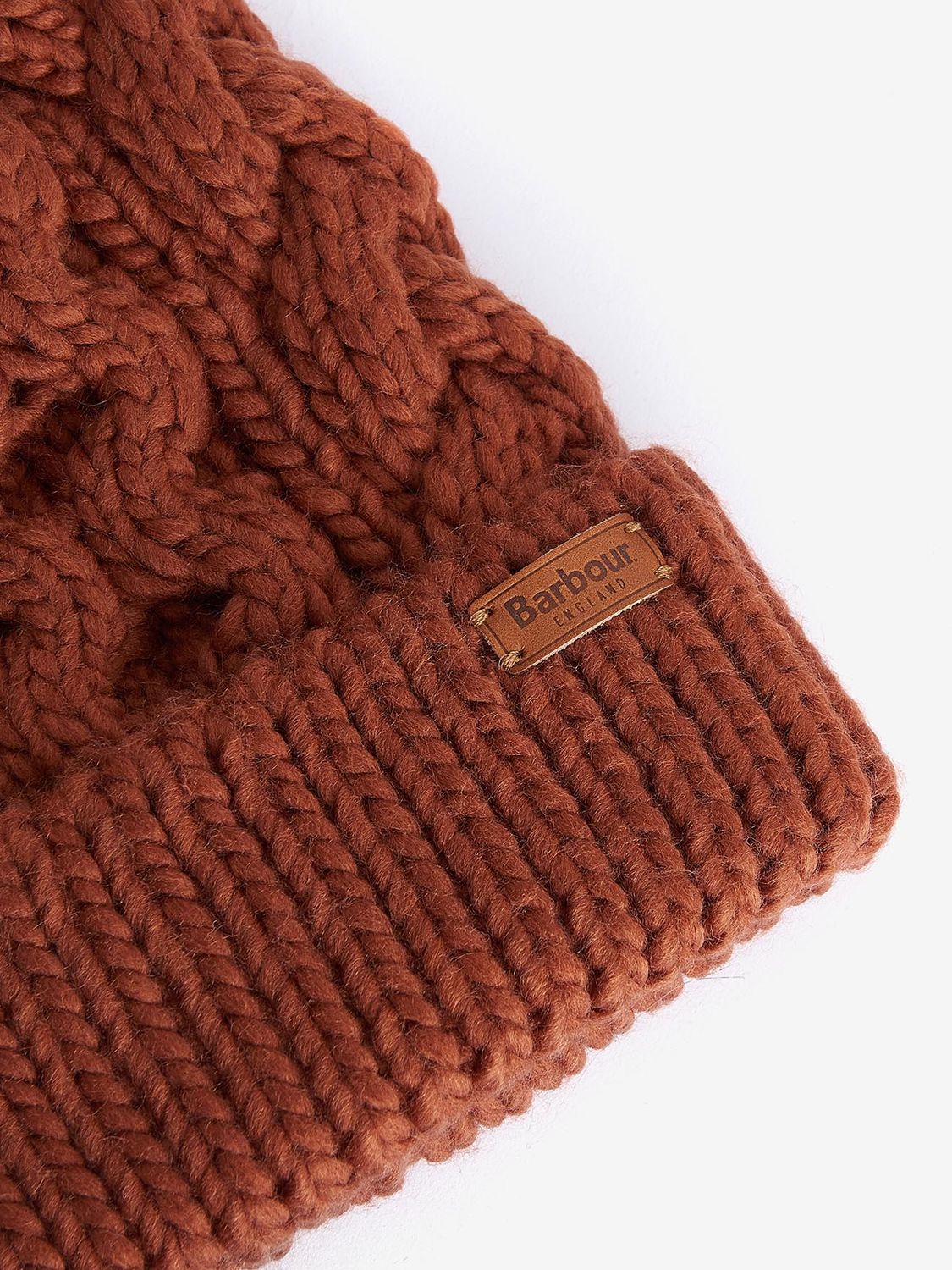 Barbour Penshaw Cable Beanie, Warm Ginger at John Lewis & Partners