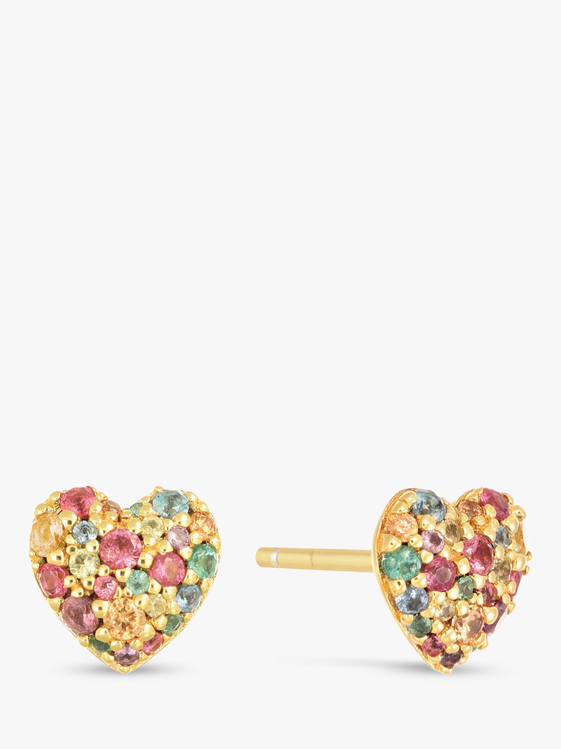Sif Jakobs Jewellery Caro Multicoloured Zirconia Heart Earrings, Gold ...