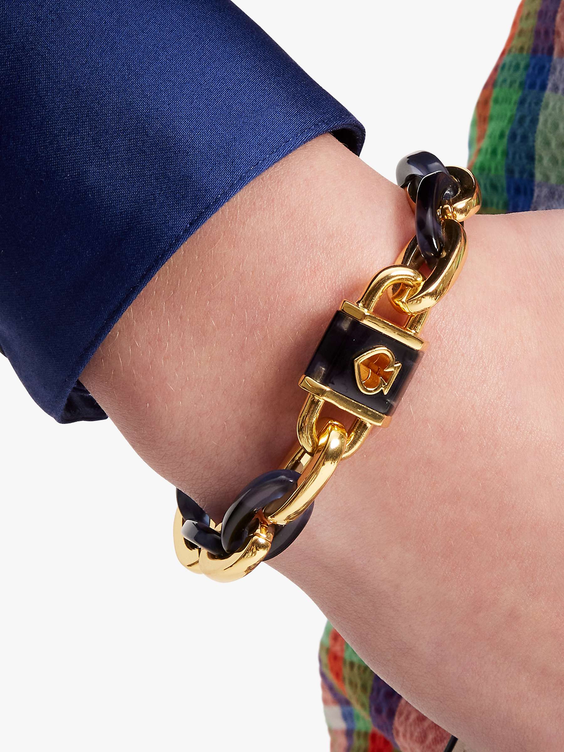 Buy kate spade new york Lock Charm Link Chain Bracelet, Gold/Navy Online at johnlewis.com