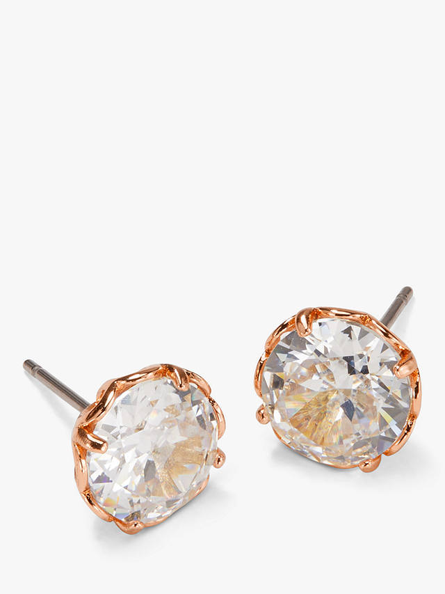 kate spade new york Cubic Zirconia Round Stud Earrings, Rose Gold/Clear