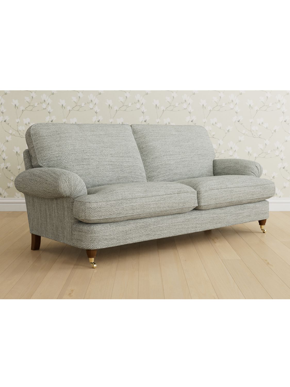 Beaumaris Range, Laura Ashley Beaumaris Large 3 Seater Sofa, Teak Leg, Harley Dove Grey