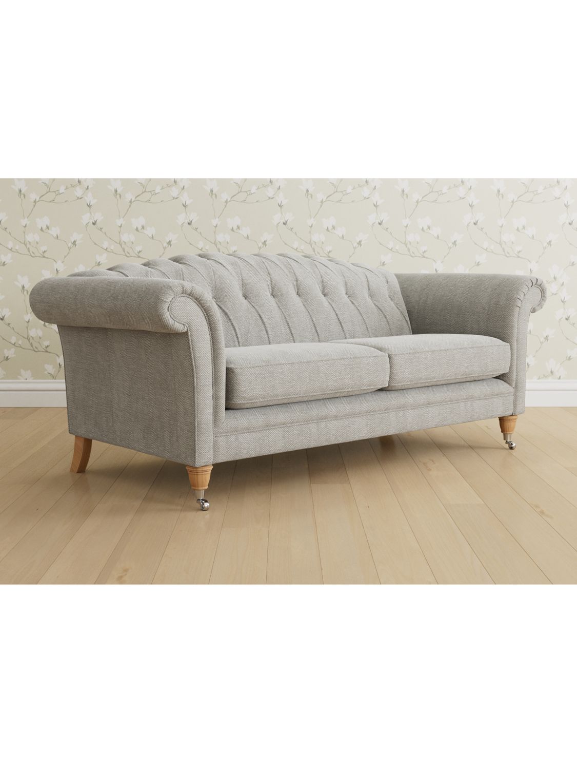 Gloucester Range, Laura Ashley Gloucester Grand 4 Seater Sofa, Oak Leg, Edwin Silver