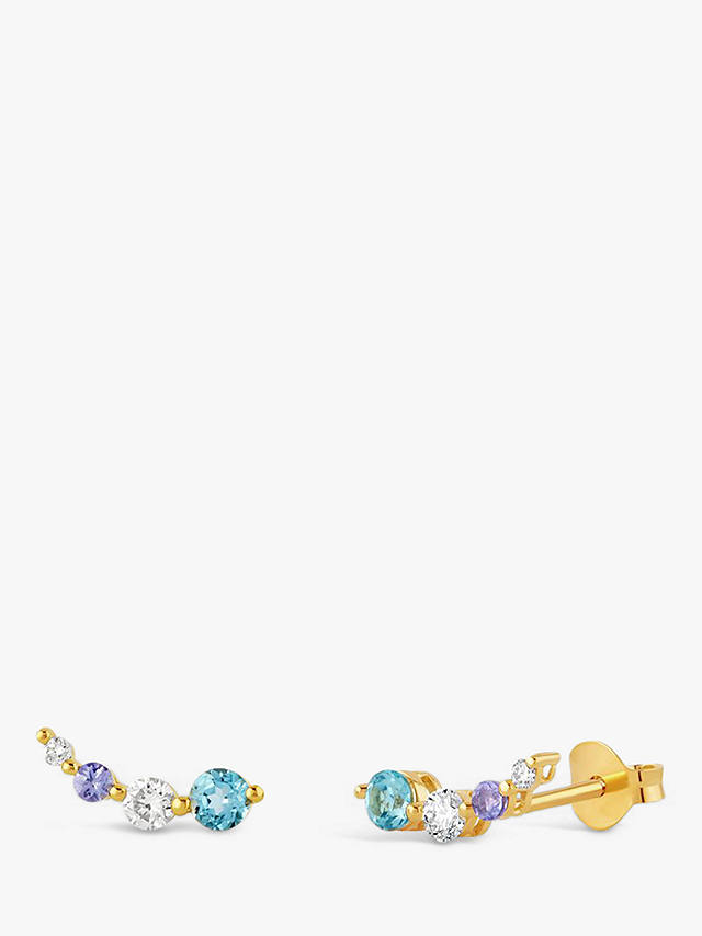 Dinny Hall Shuga Diamond and Multi Stone Stud Earrings, Gold/Blue