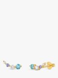 Dinny Hall Shuga Diamond and Multi Stone Stud Earrings, Gold/Blue