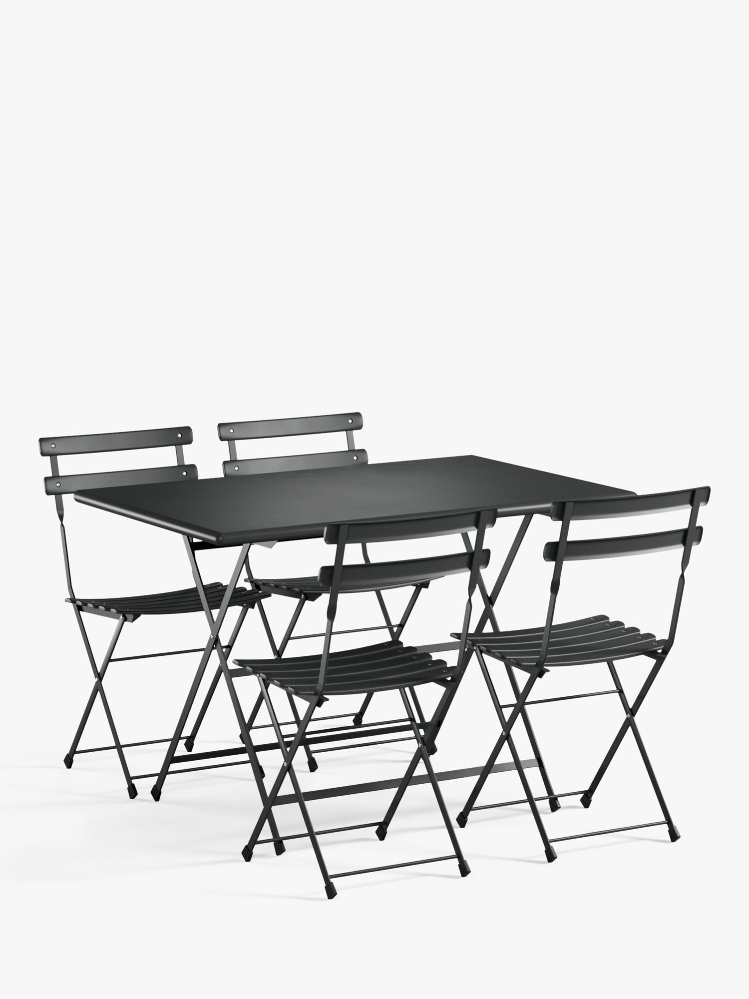 EMU Arc En Ciel Steel 4-Seater Folding Garden Rectangular Dining Table and Chairs Set, Iron