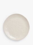 John Lewis Floral Debossed Stoneware Serving Plate, 25cm, White
