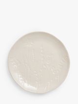 John Lewis Floral Debossed Stoneware Serving Plate, 25cm, White