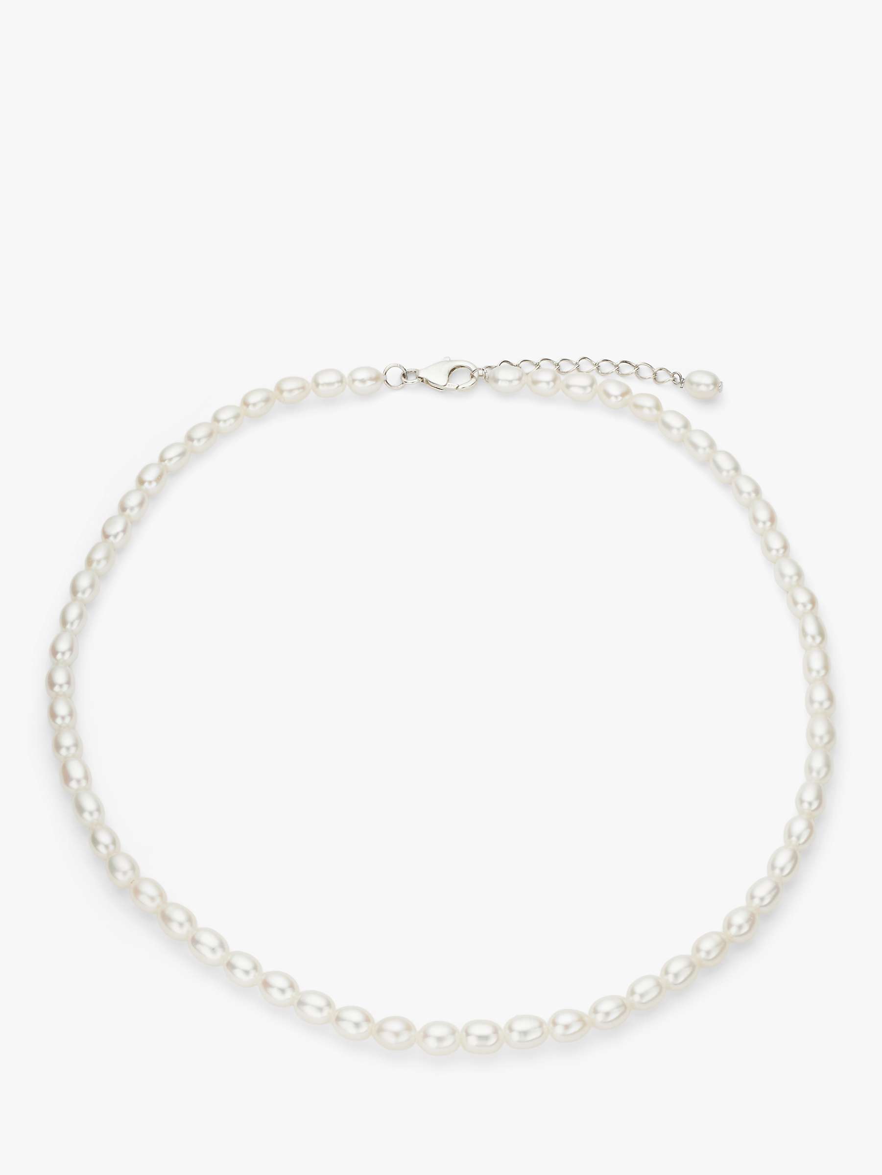 Buy Lido Freshwater Pearl Rice Beaded Necklace, Silver Online at johnlewis.com