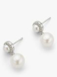 Lido Rice Freshwater Pearl & Cubic Zirconia Drop Earrings, Silver