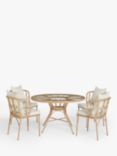 John Lewis Infinity 4-Seater Round Garden Dining Table & Chairs Set, Natural