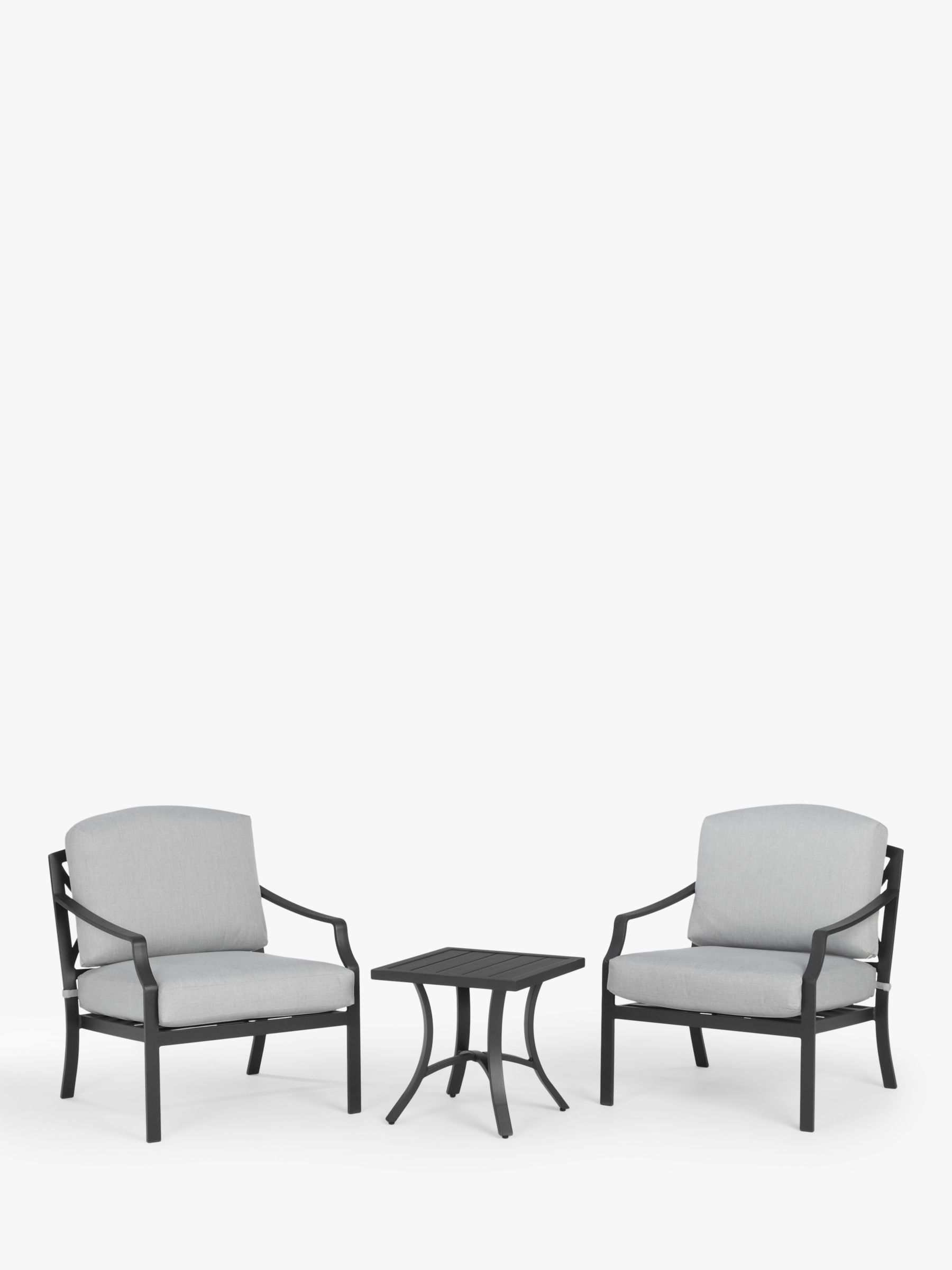 John Lewis Marlow Aluminium 2-Seater Garden Bistro Table & Chairs Set, Grey