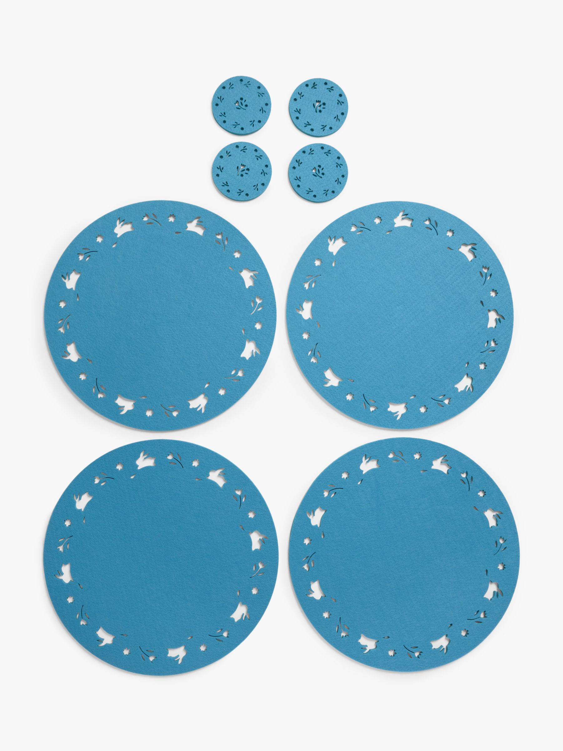 John Lewis Christmas Holly Cut-Out Felt Placemats & Coasters, Set