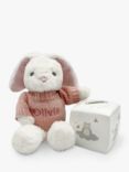 Babyblooms Personalised Bunny and Bone China Money Box, Pink