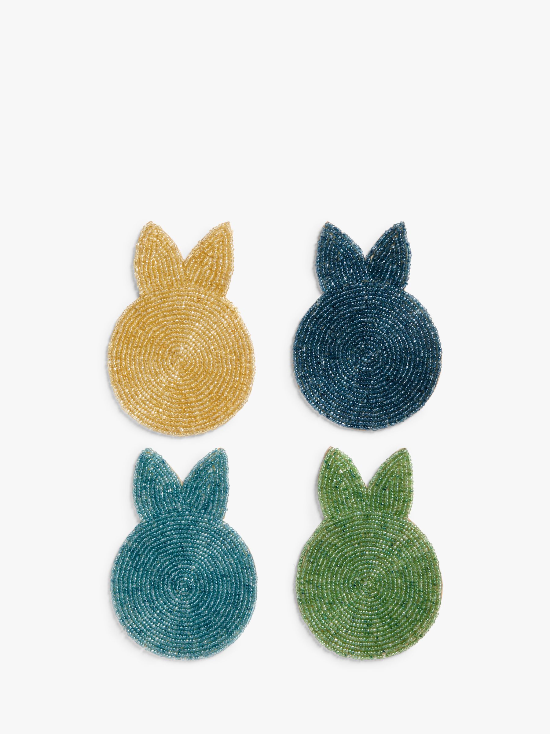 John Lewis Easter Rabbit Beaded Glass Coaster Set of 4 Multi