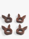 John Lewis Easter Bunny Carbonised Ash Wood Napkin Rings, Set of 4, Natural