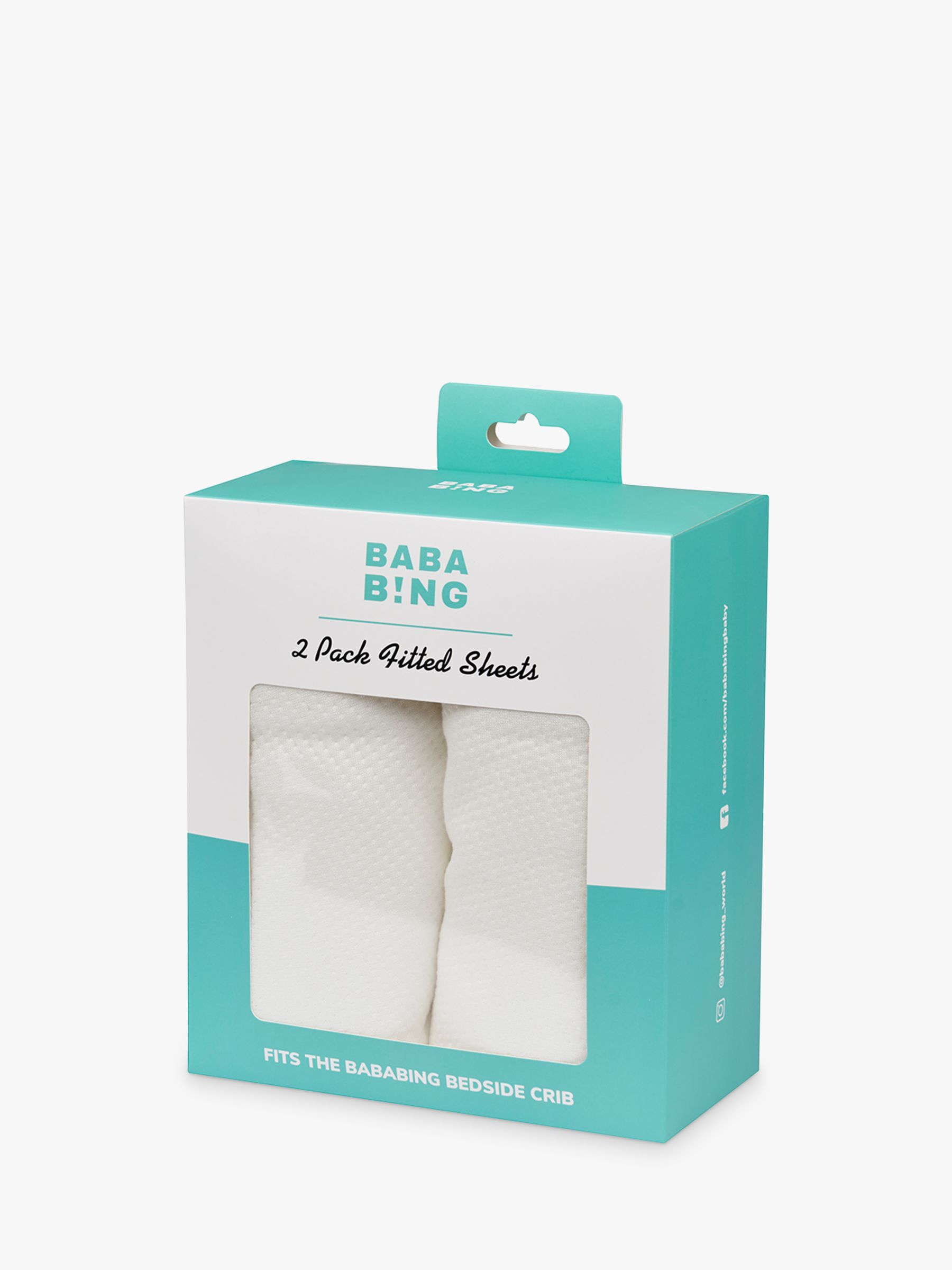 BabaBing! Bamboo Fitted Sheet, Pack of 2, White