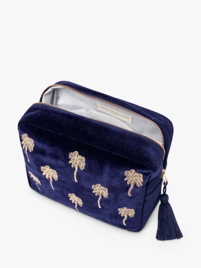 Elizabeth Scarlett Gold Palm Wash Bag, Navy