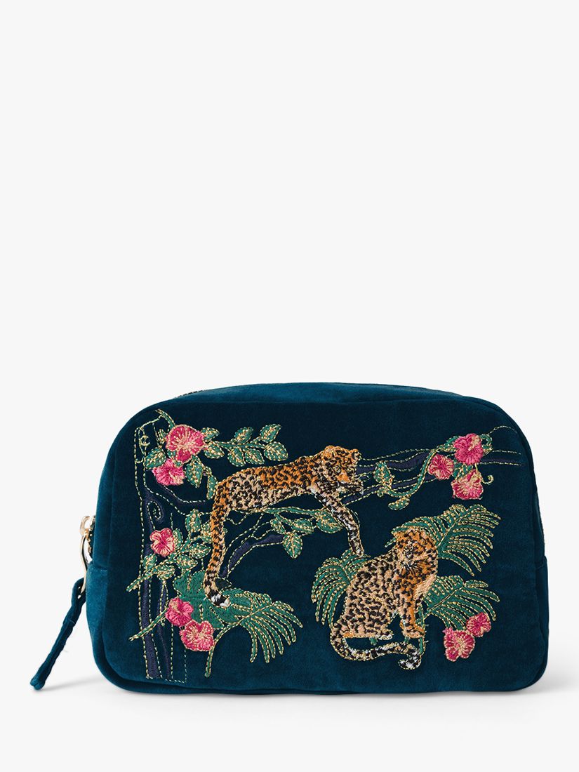 Elizabeth Scarlett Jungle Jaguar Cosmetics Bag, Ink Blue 1