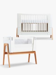Gaia Baby Hera Cot Bed and Bedside Crib Set, Scandi White/Natural