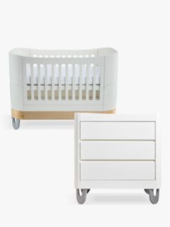 Gaia Baby Serena Cotbed & Dresser Room Set, White/Natural