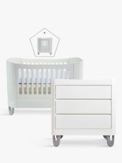 Gaia Baby Serena Cotbed + Mini with Dresser Nursery Room Set, White