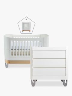 Gaia Baby Serena Cotbed + Mini with Dresser Nursery Room Set, White/Natural
