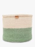 The Basket Room Wilaya Woven Storage Basket, Natural/Sapling Green, Medium