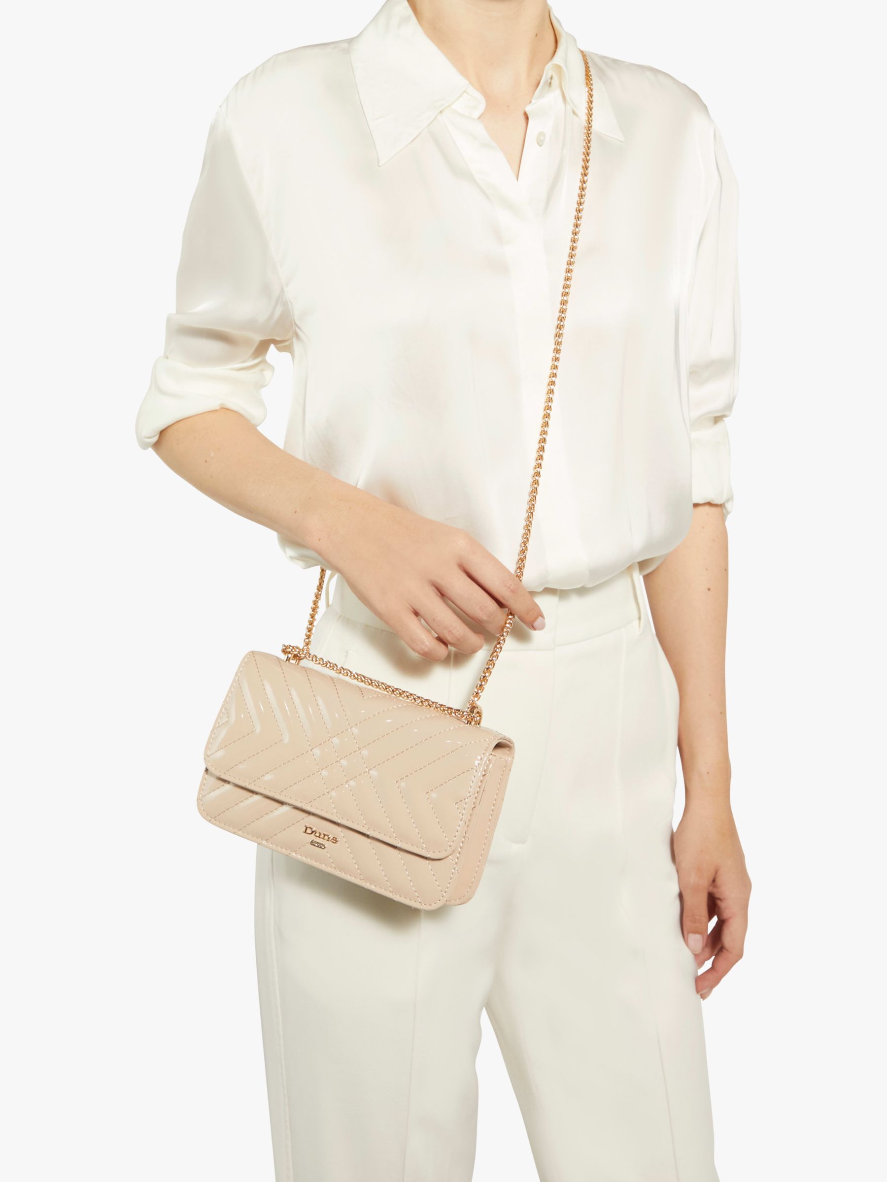 Dune Edorchie Quilted Chain Handle Shoulder Bag, Nude Patent at John ...